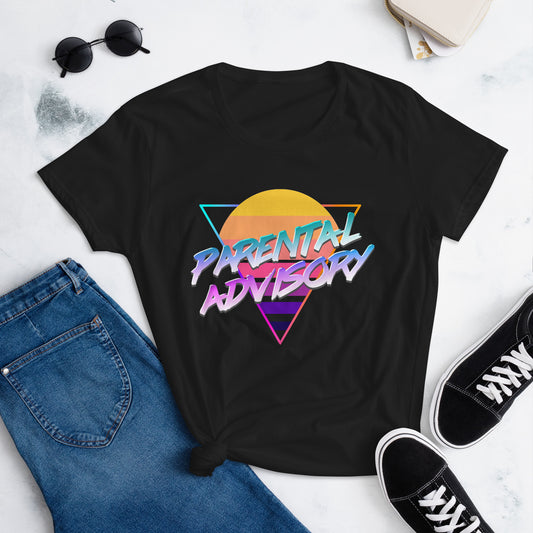 Women's Retrowave Parental Advisory short sleeve t-shirt